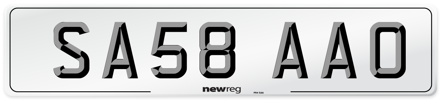 SA58 AAO Number Plate from New Reg